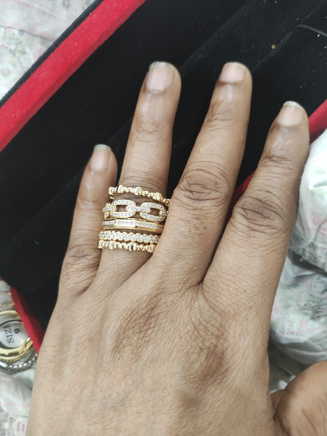 Stackable Ring Set with Diamonds and Emeralds