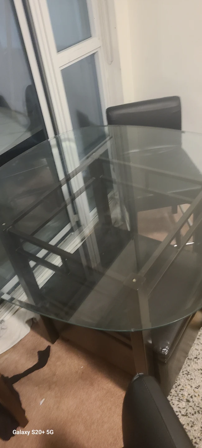 Glass Top Dining Table with Dark Metal Frame - photo 2