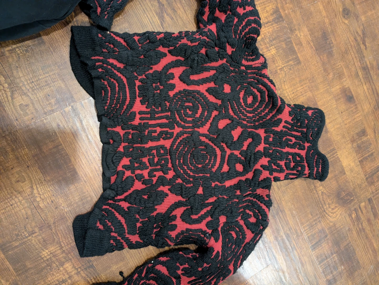 nottonthesame Cardigan Sweater Black Red Roses Knit Size 12 (UK) - photo 3