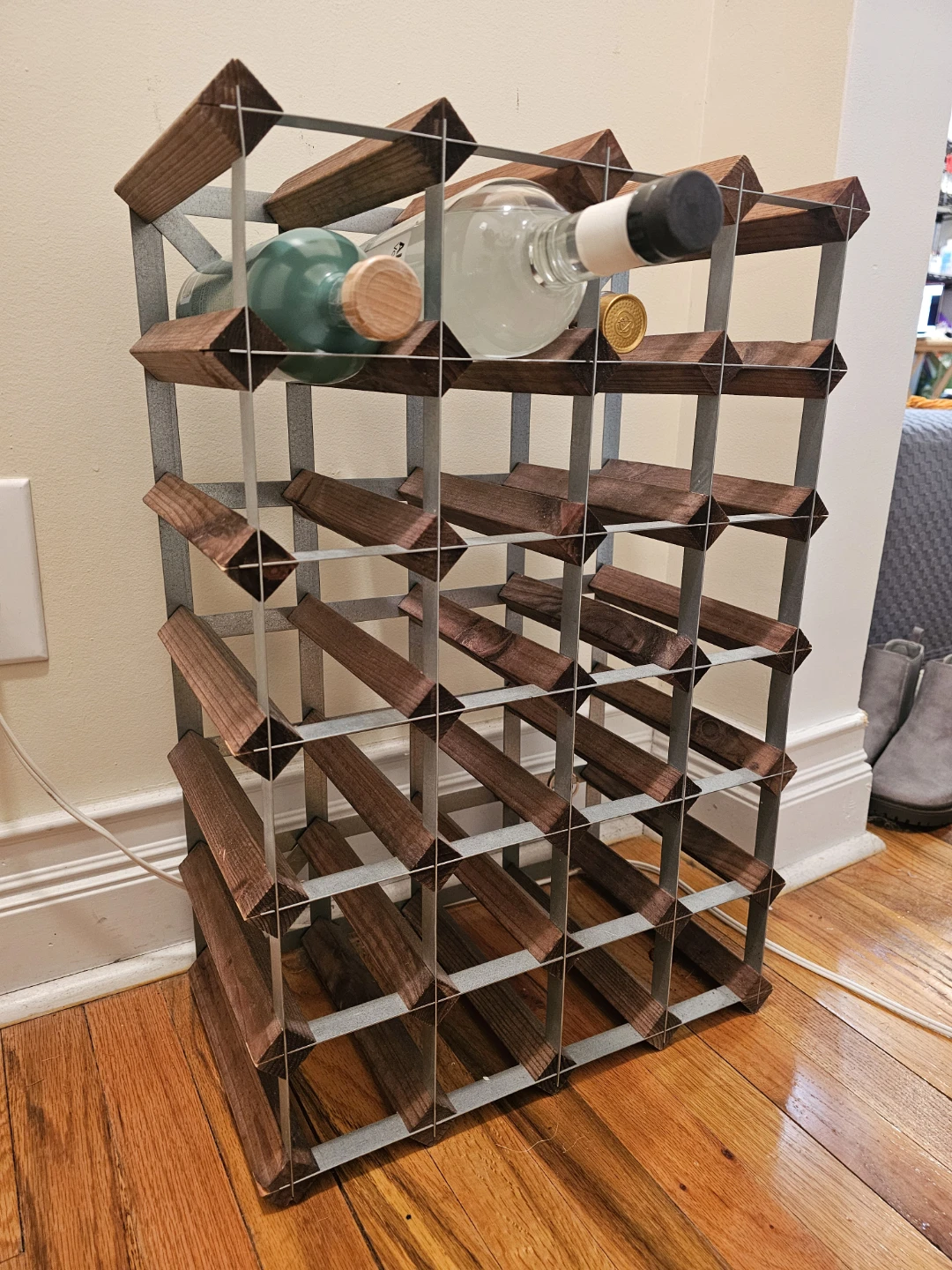 Wooden and Metal Wine Rack