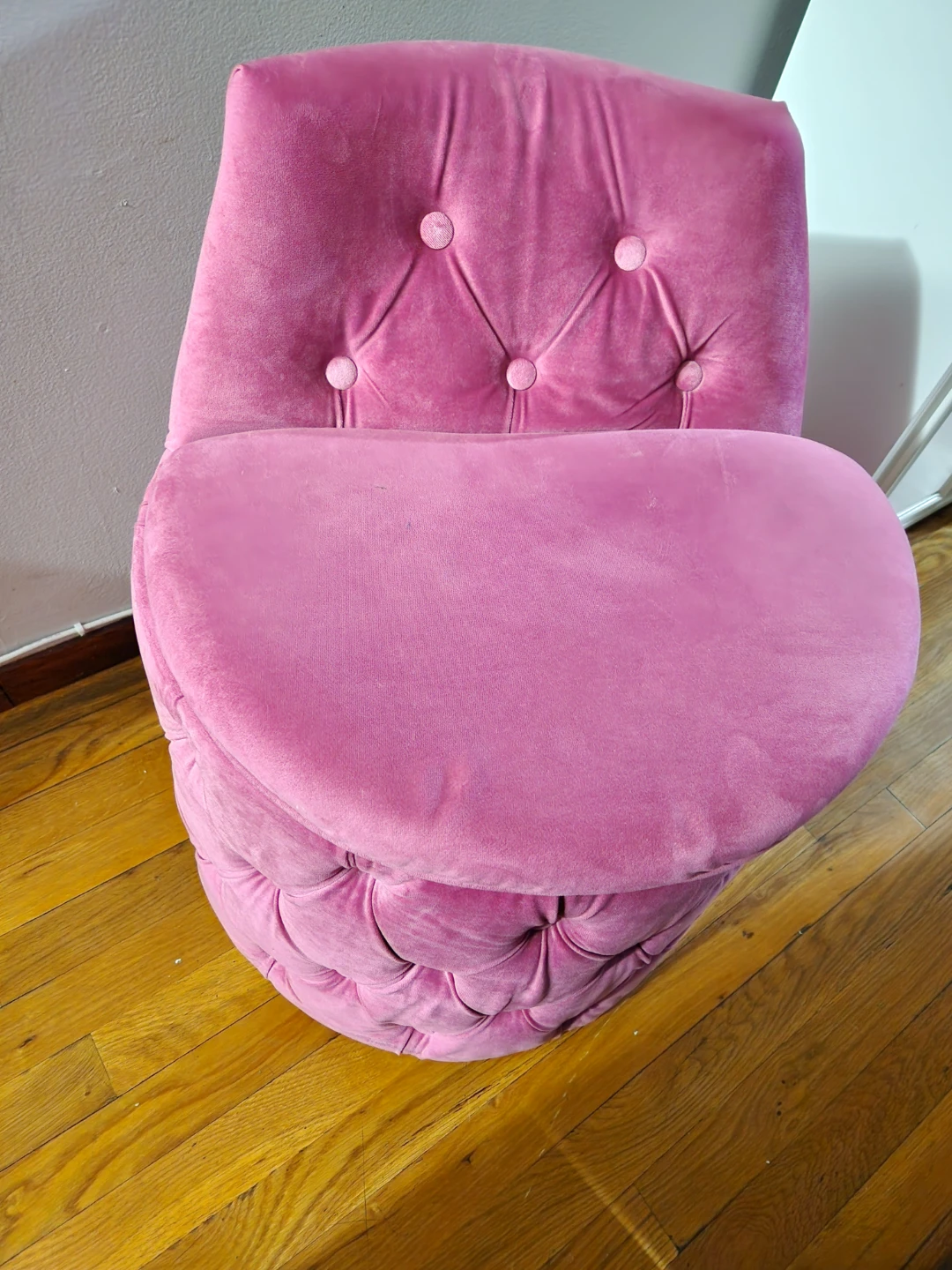 Pink Velvet Tufted Storage Ottoman Bench