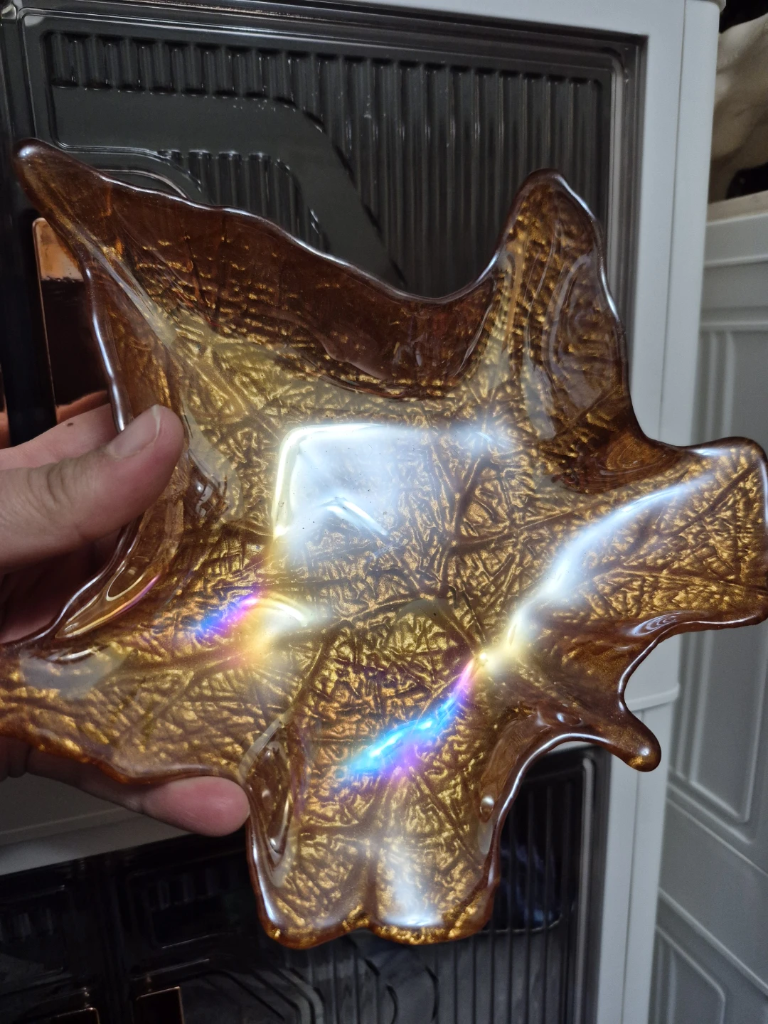 Amber Glass Leaf Shaped Dish - photo 4