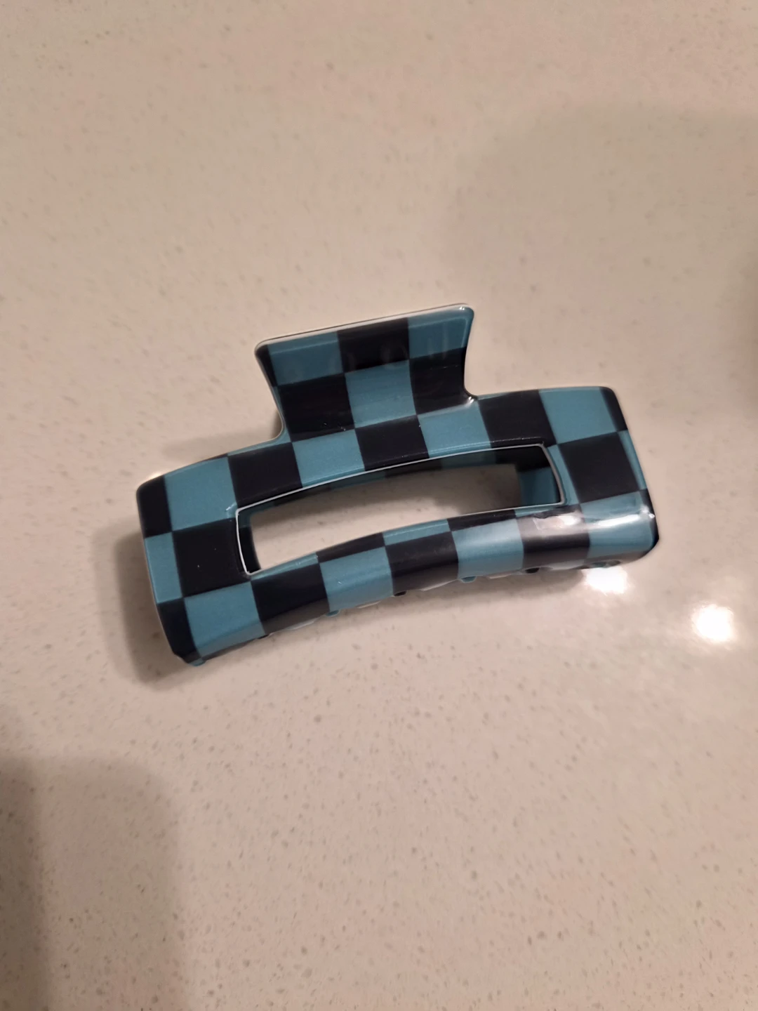 Free People Checkerboard Claw Hair Clip - Blue and Black