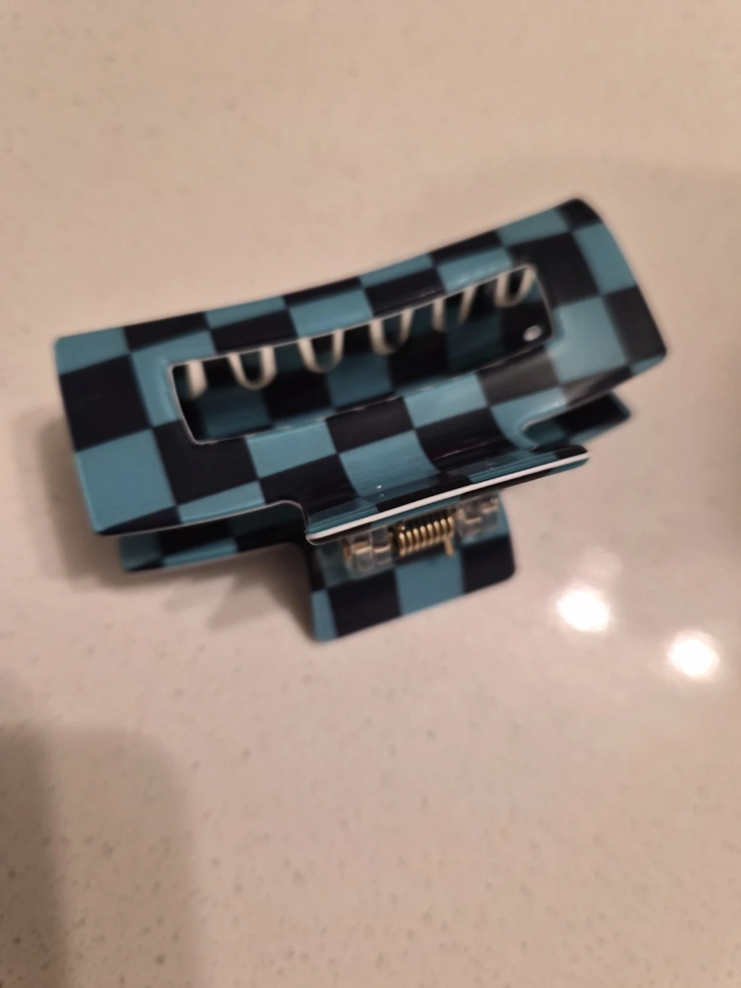 Free People Checkerboard Claw Hair Clip - Blue and Black - photo 3