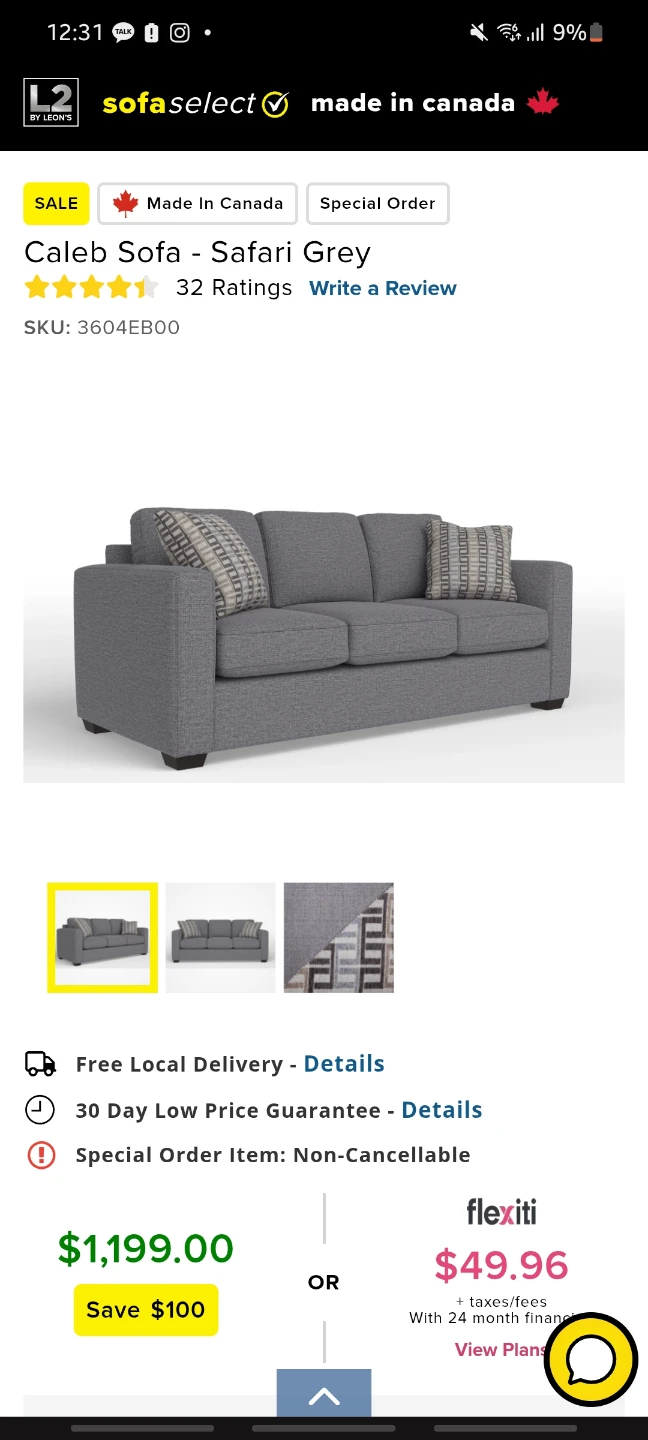 Leons - Sofa Select Caleb Sofa - Safari Grey