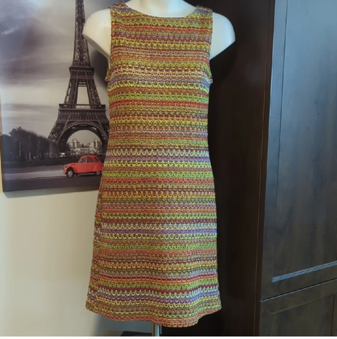 Women's Sleeveless Multi-Color Knit Dress