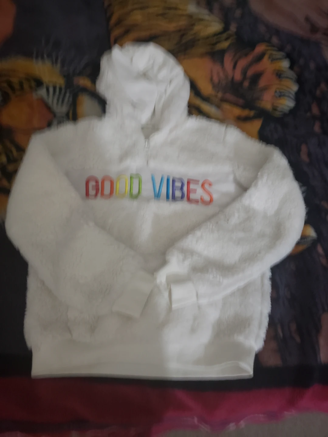Urban Kids White "Good Vibes" Sherpa Hoodie