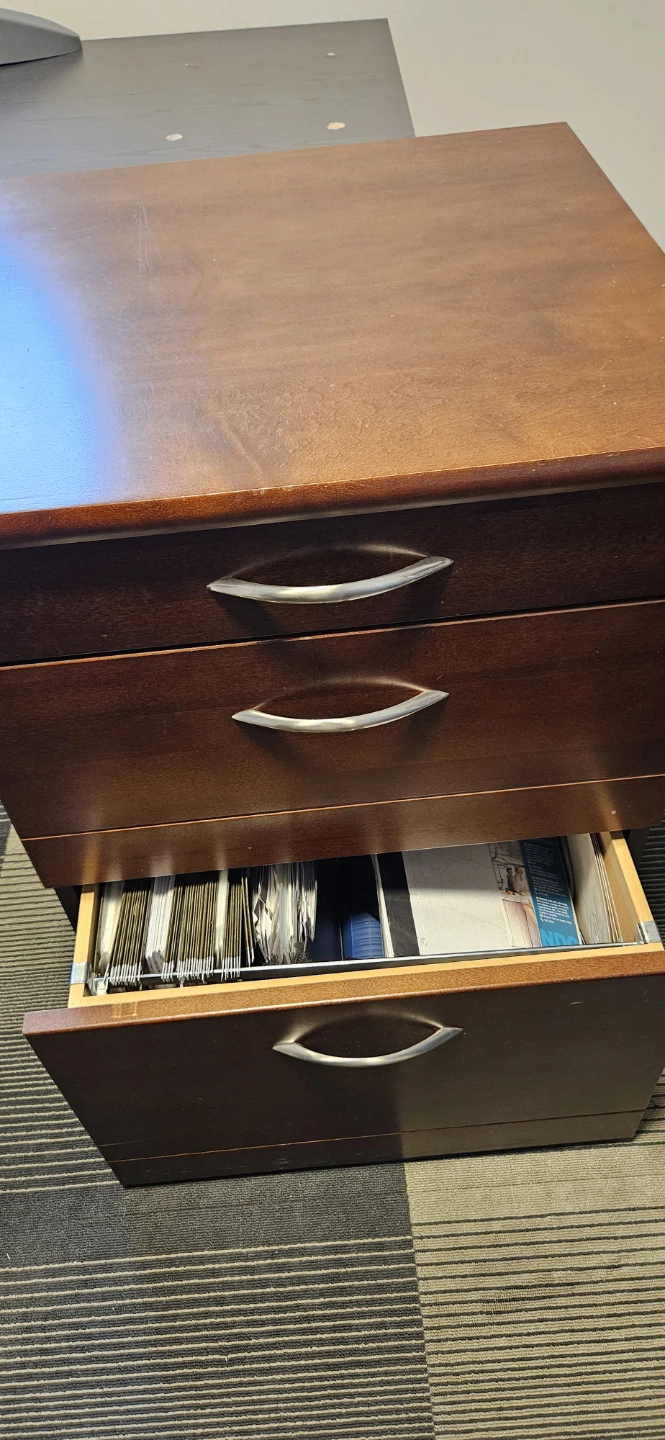 3-Drawer Wood Filing Cabinet - Dark Brown - photo 4
