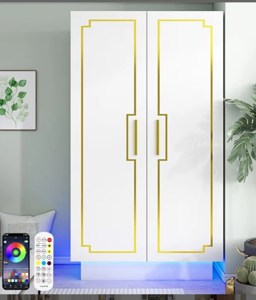 White and gold cupboard with led light - photo 2