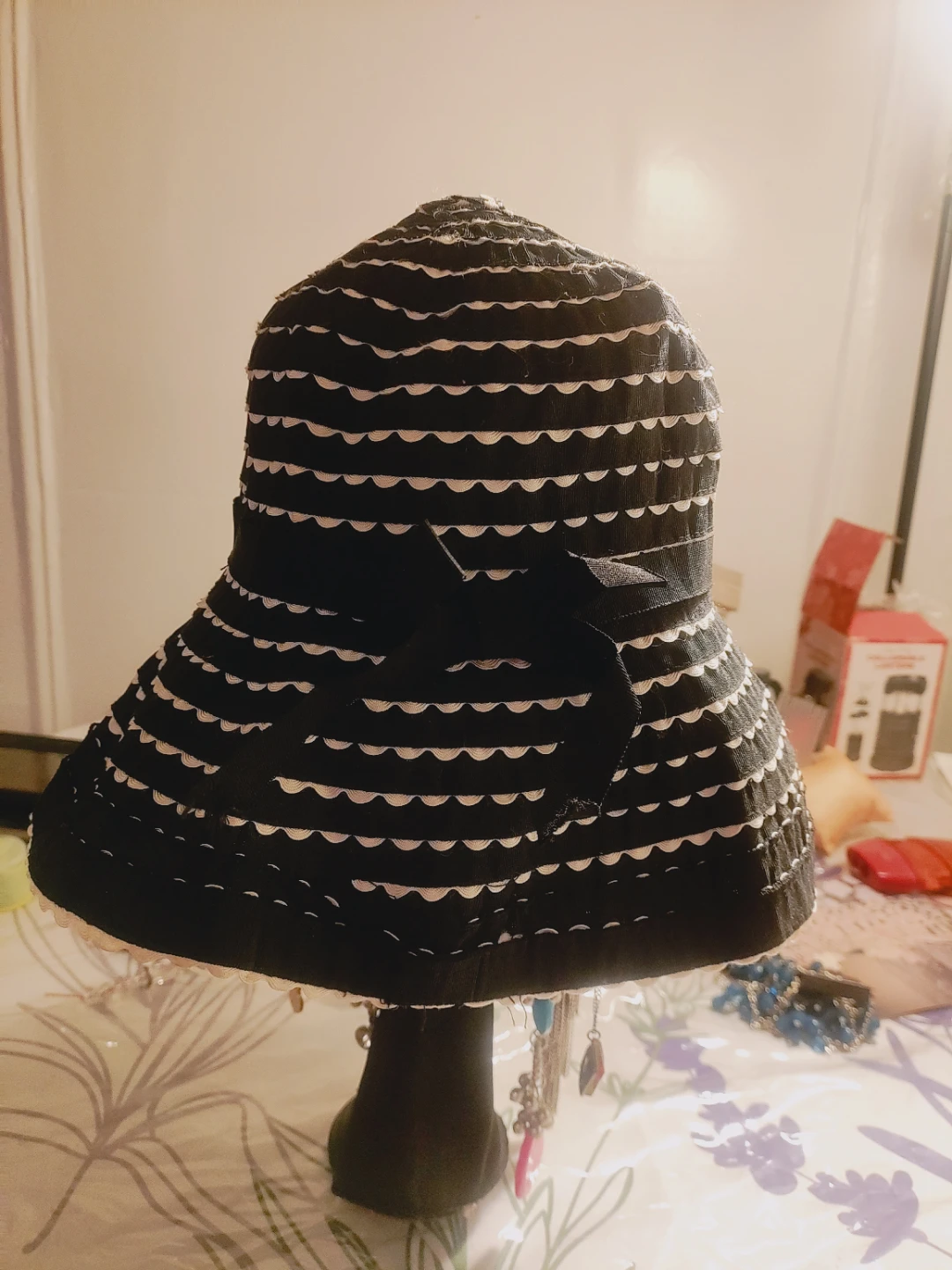 🧡Black and White Striped Sun Hat with Bow