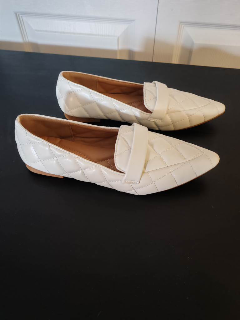 Quilted White Loafers - Size 40