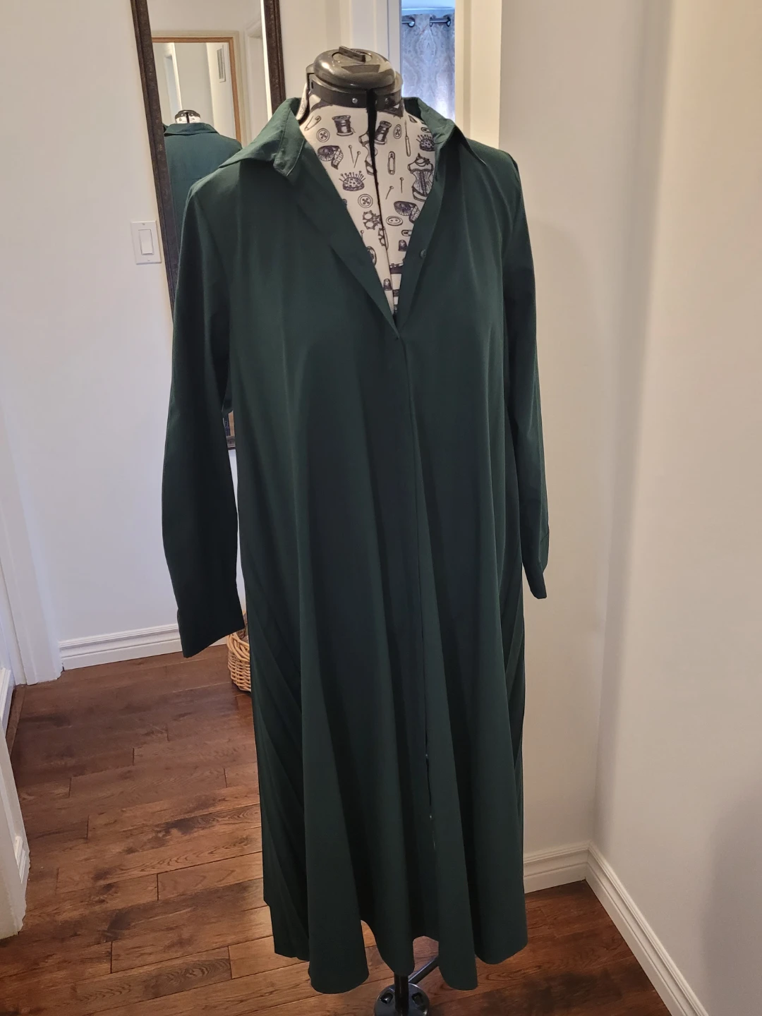 ZARA Green Pleated Midi Dress - XL