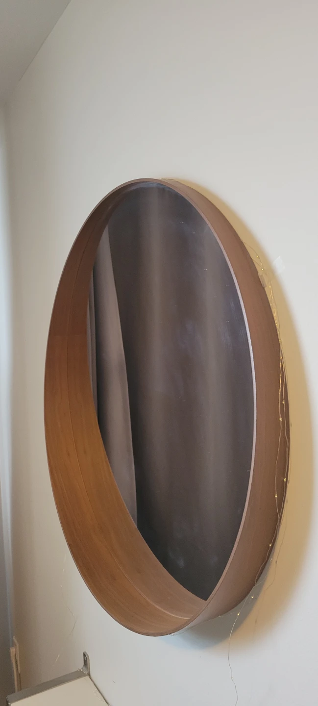 Round Mirror with Wooden Frame (Ikea Stockholm mirror)