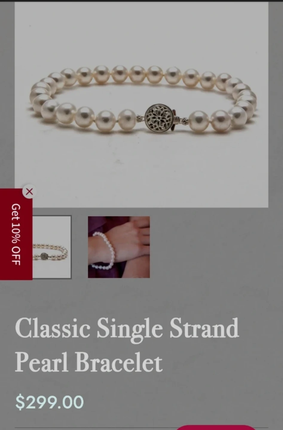 Vintage Single Strand Pearl Bracelet Silver Filigree Clasp - photo 3