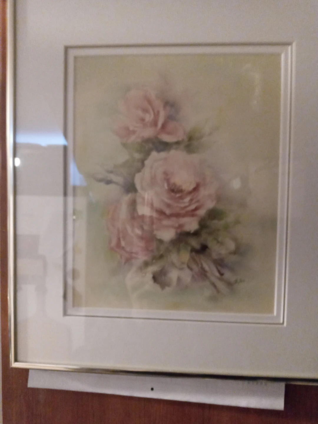 Framed Watercolour Painting of Pink Roses