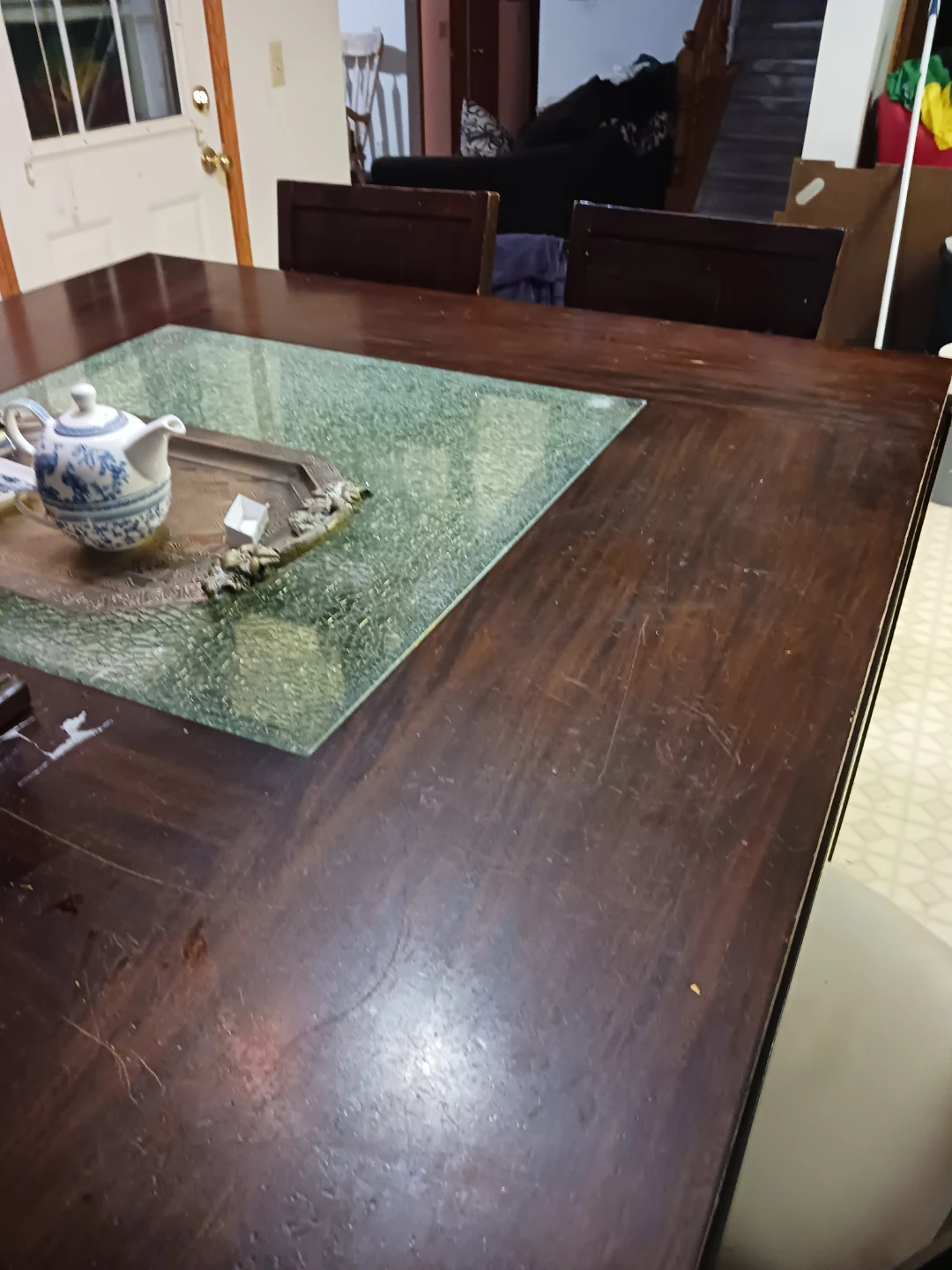 Dark Wood Dining Table and Chairs Set - photo 2