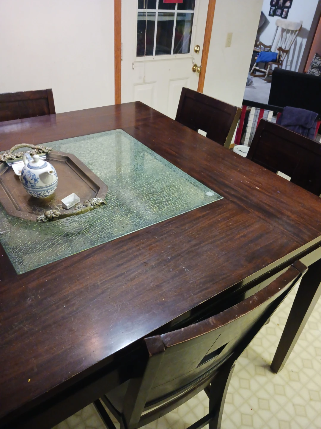Dark Wood Dining Table and Chairs Set - photo 3