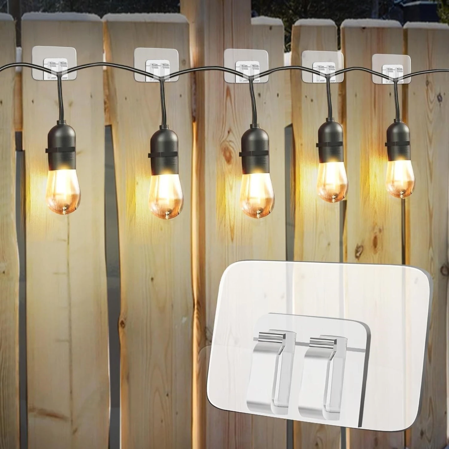 50 pcs Clear Adhesive Hooks for String Lights - photo 2