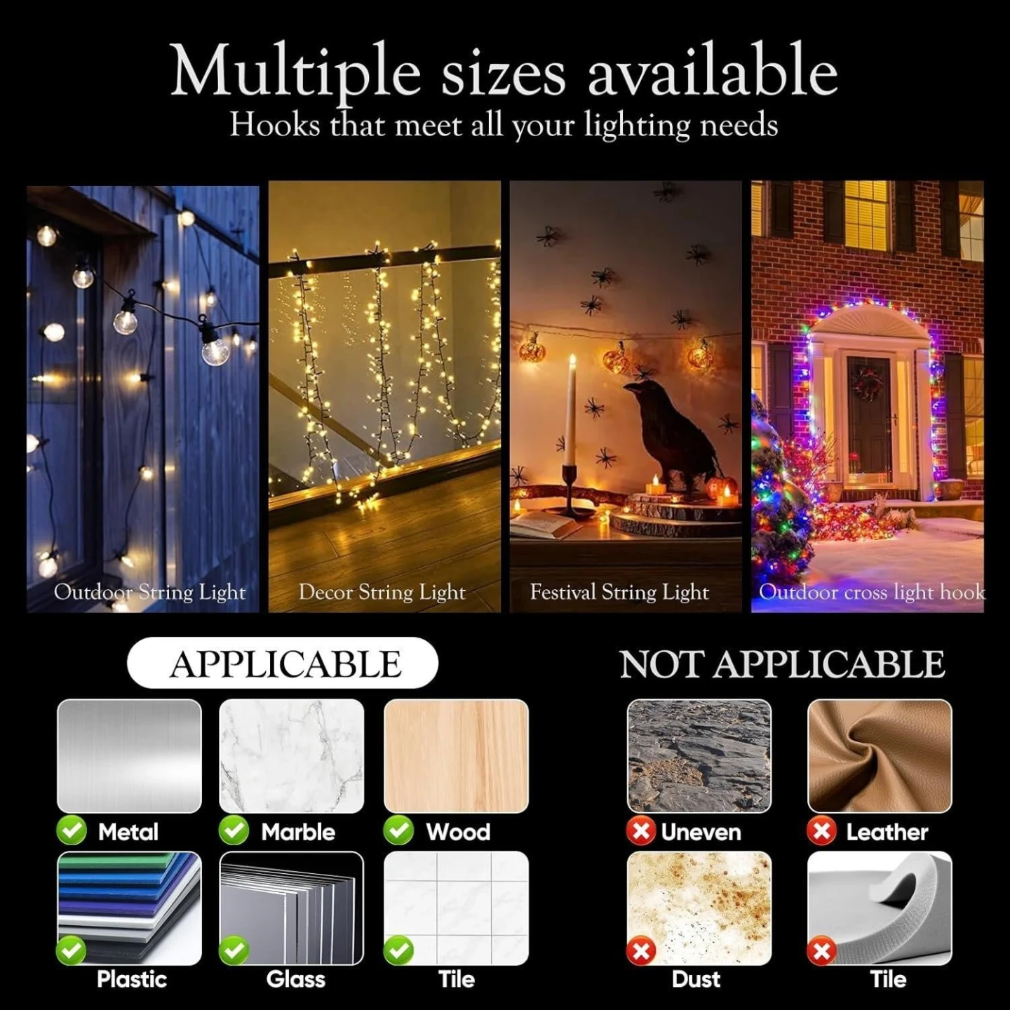 50 pcs Clear Adhesive Hooks for String Lights - photo 4