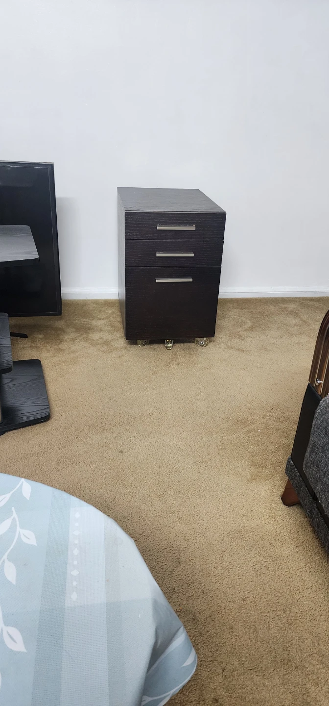 Dark Wood Rolling File Cabinet with 3 Drawers - photo 2