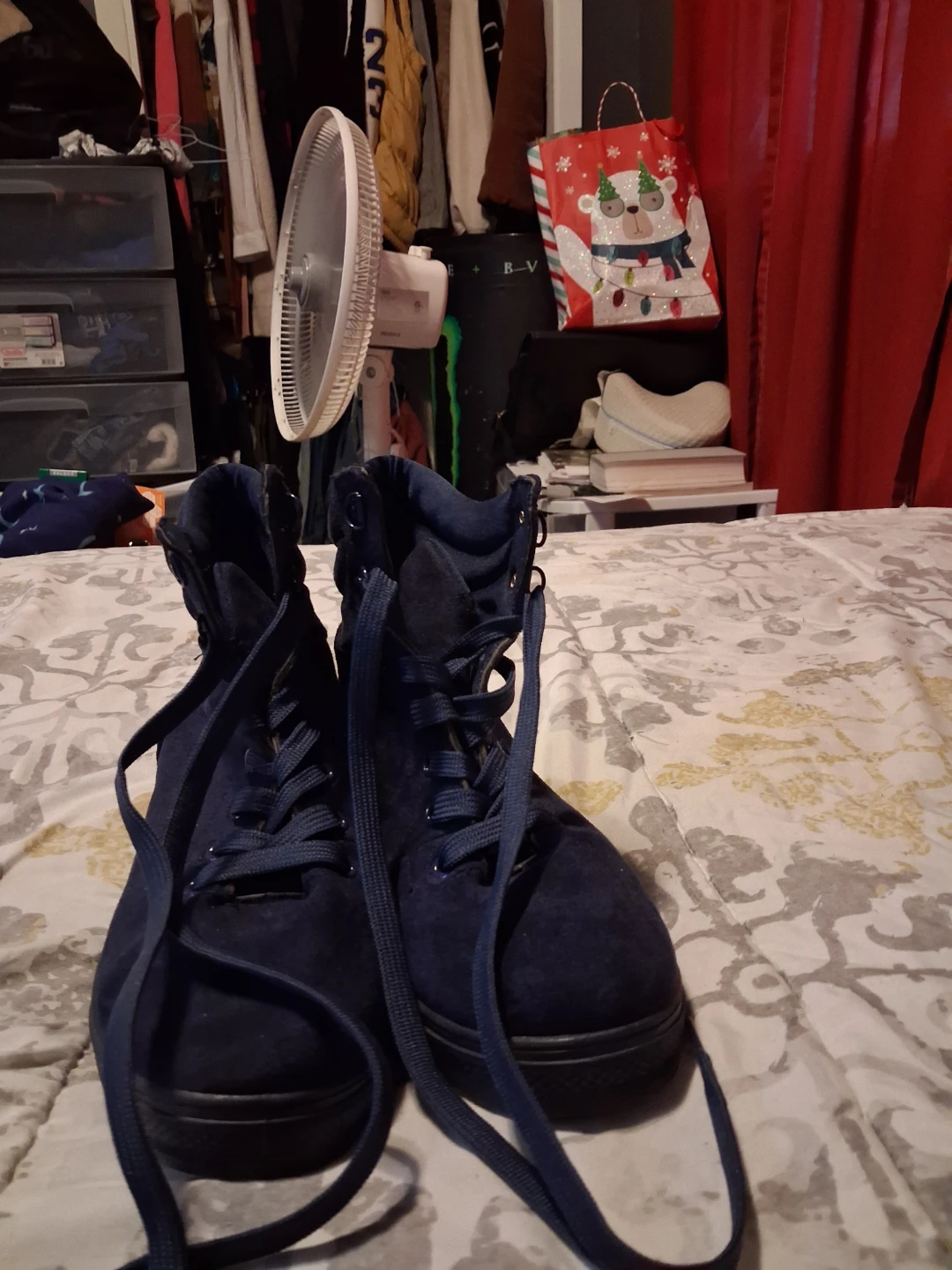Navy Blue Lace-Up Boots
