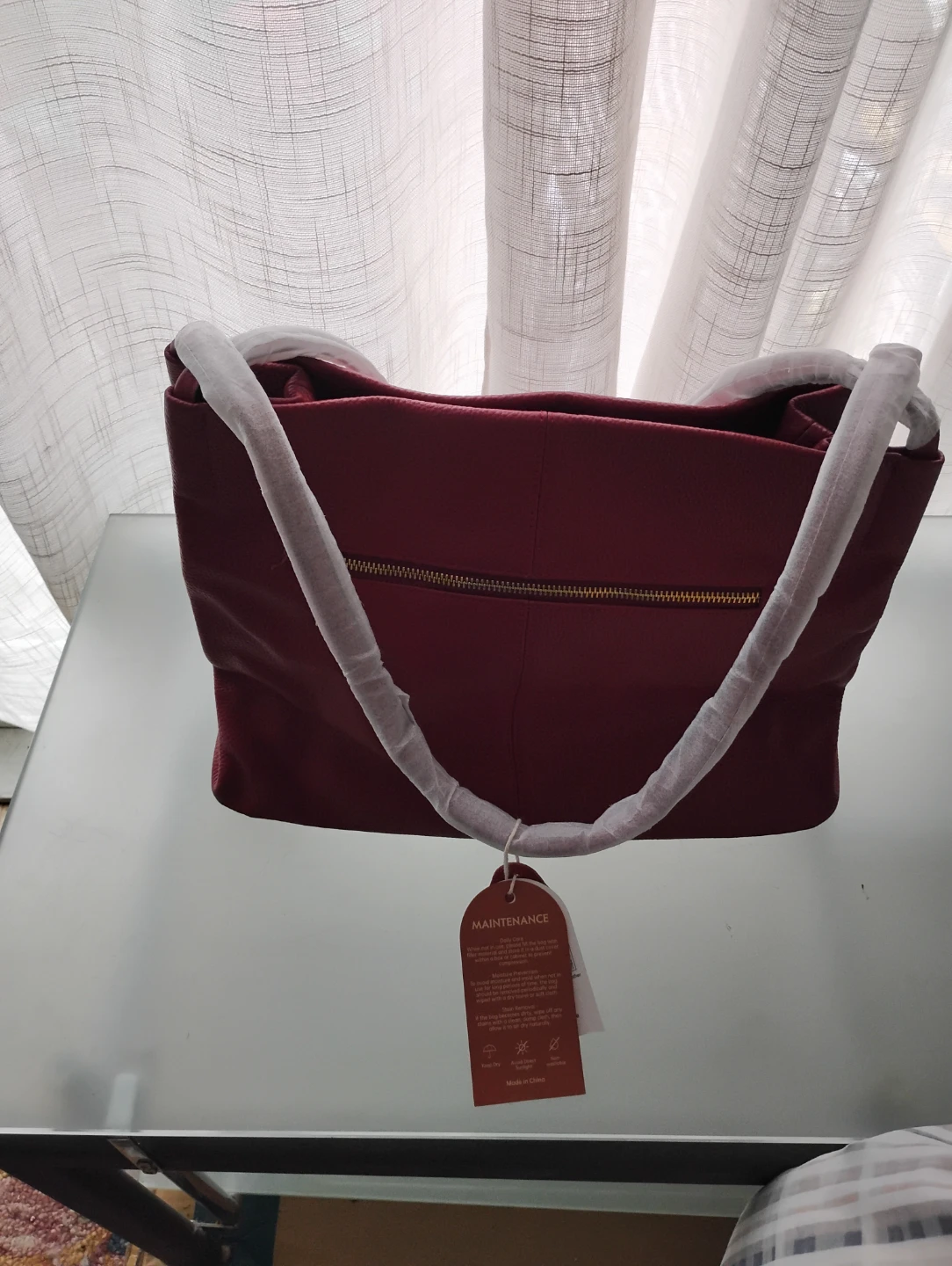 Red Leather Tote Bag