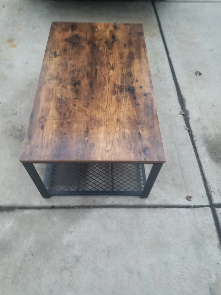 Rustic Coffee Table with Metal Shelf - photo 2