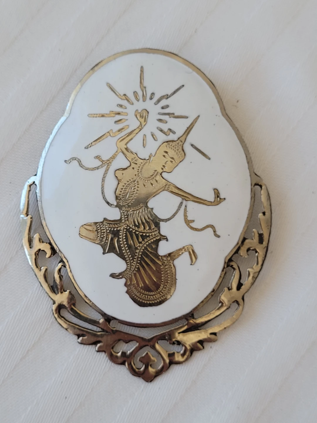 Sterling Silver Enamel Thai Dancer Brooch