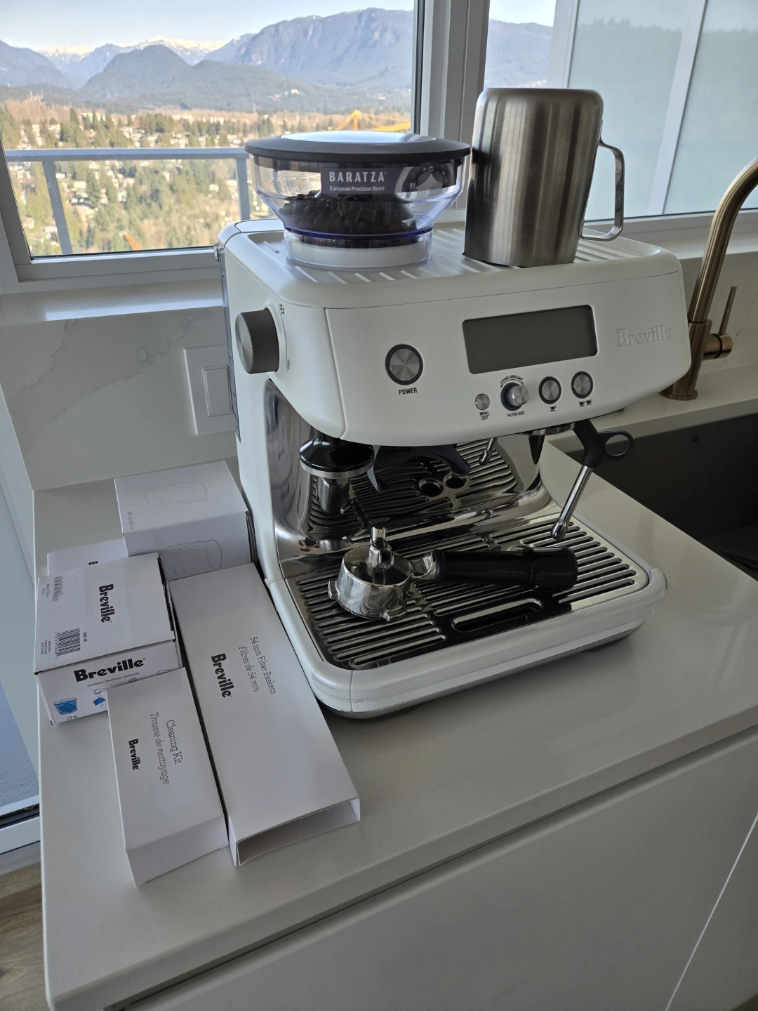 Breville Espresso Machine with Baratza Grinder and Accessories