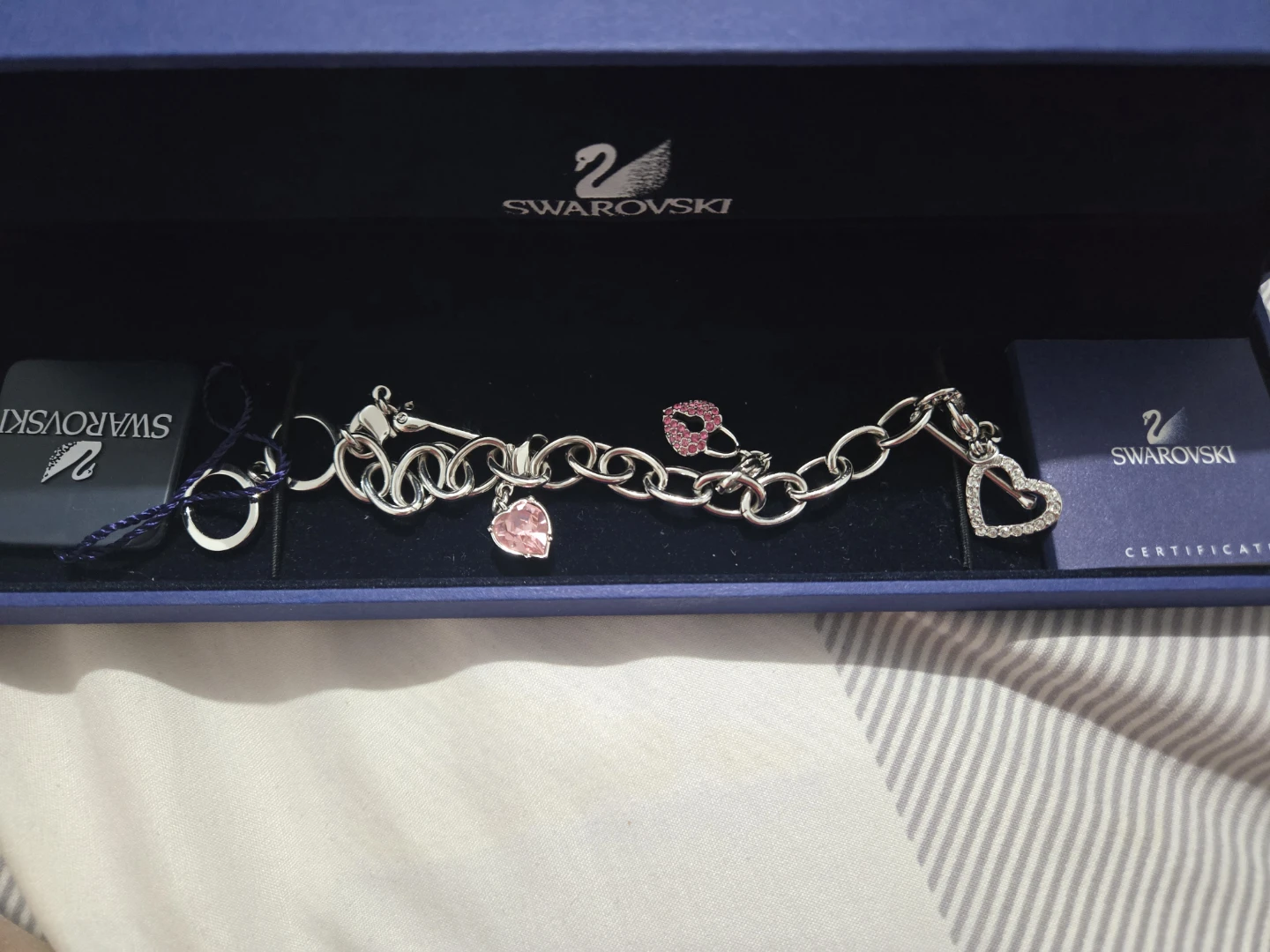 Swarovski Charm Bracelet with Heart Pendants