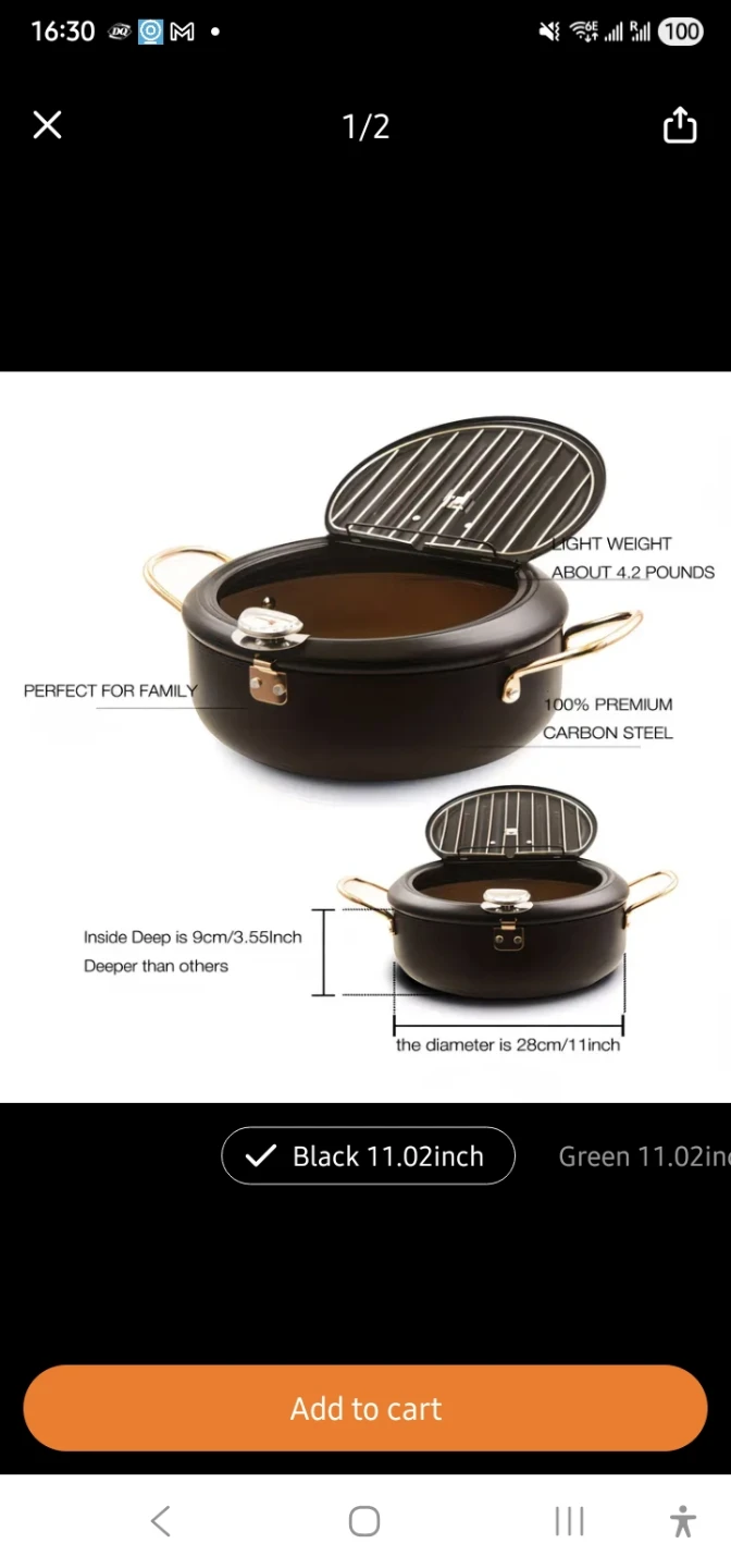 Deep Fryer Pot with Lid and Rack - photo 2