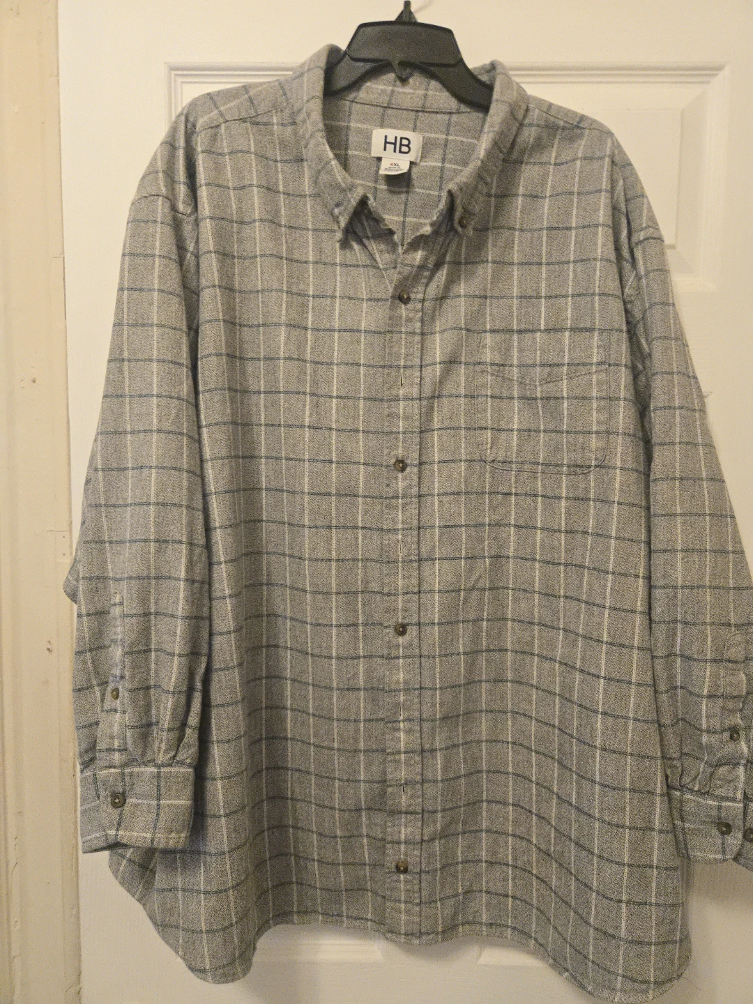 HB Men's 4XL Plaid Long Sleeve Button-Up Shirt
