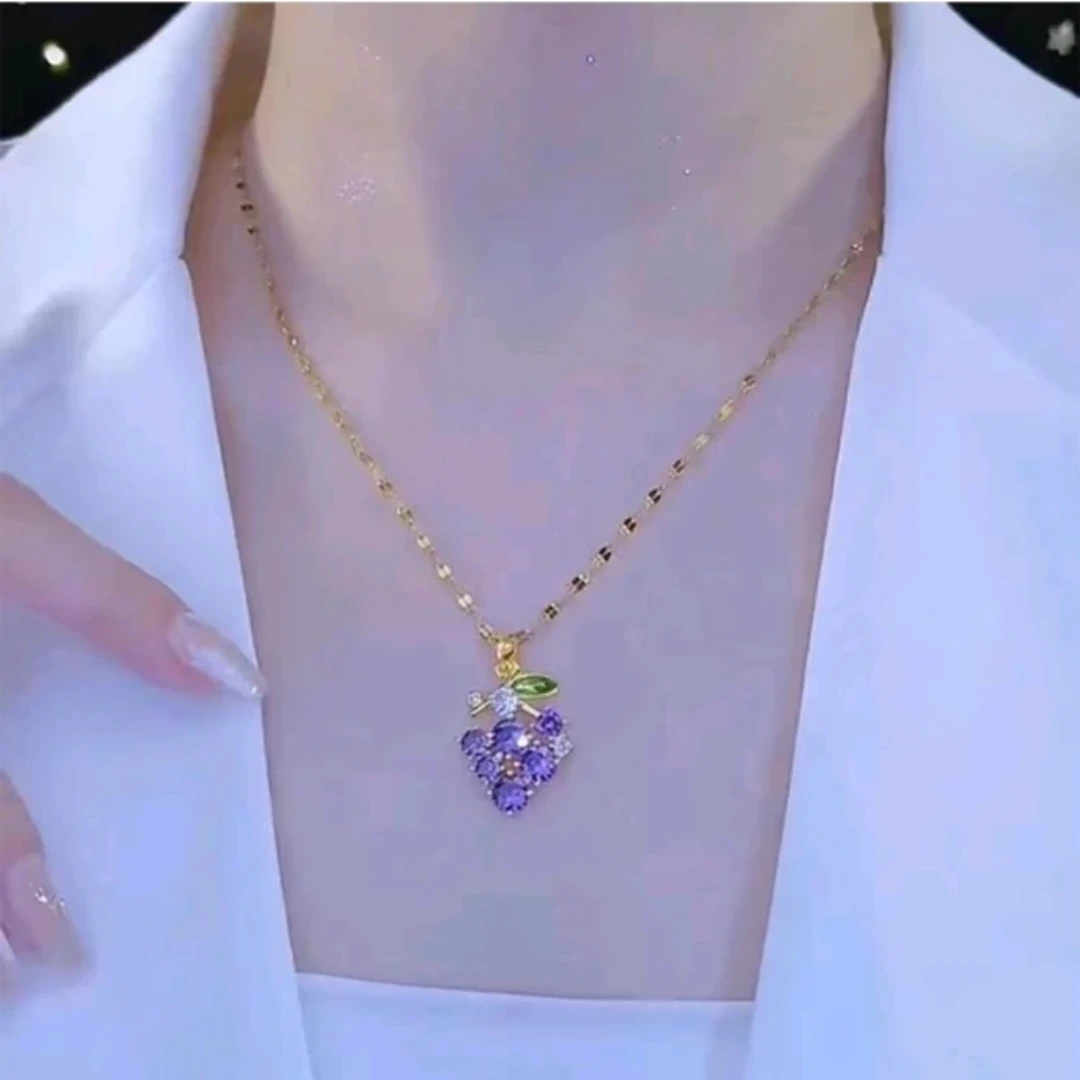 Grape Charm Necklace - Gold Tone - photo 3