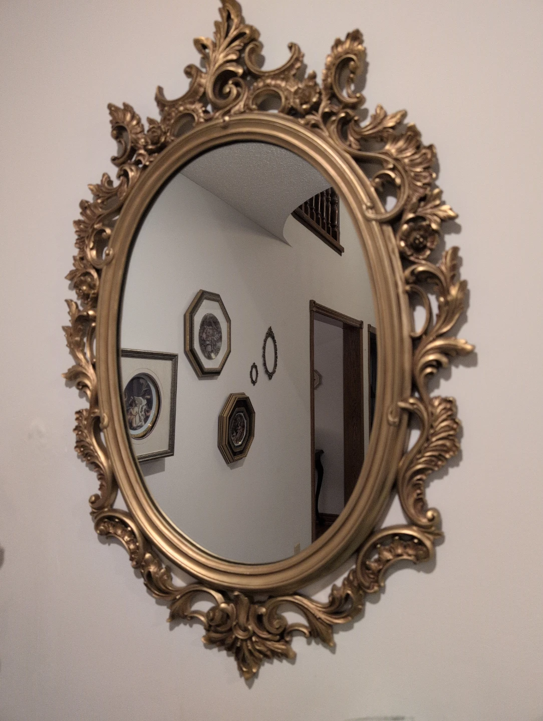 Ornate Gold Oval Wall Mirror