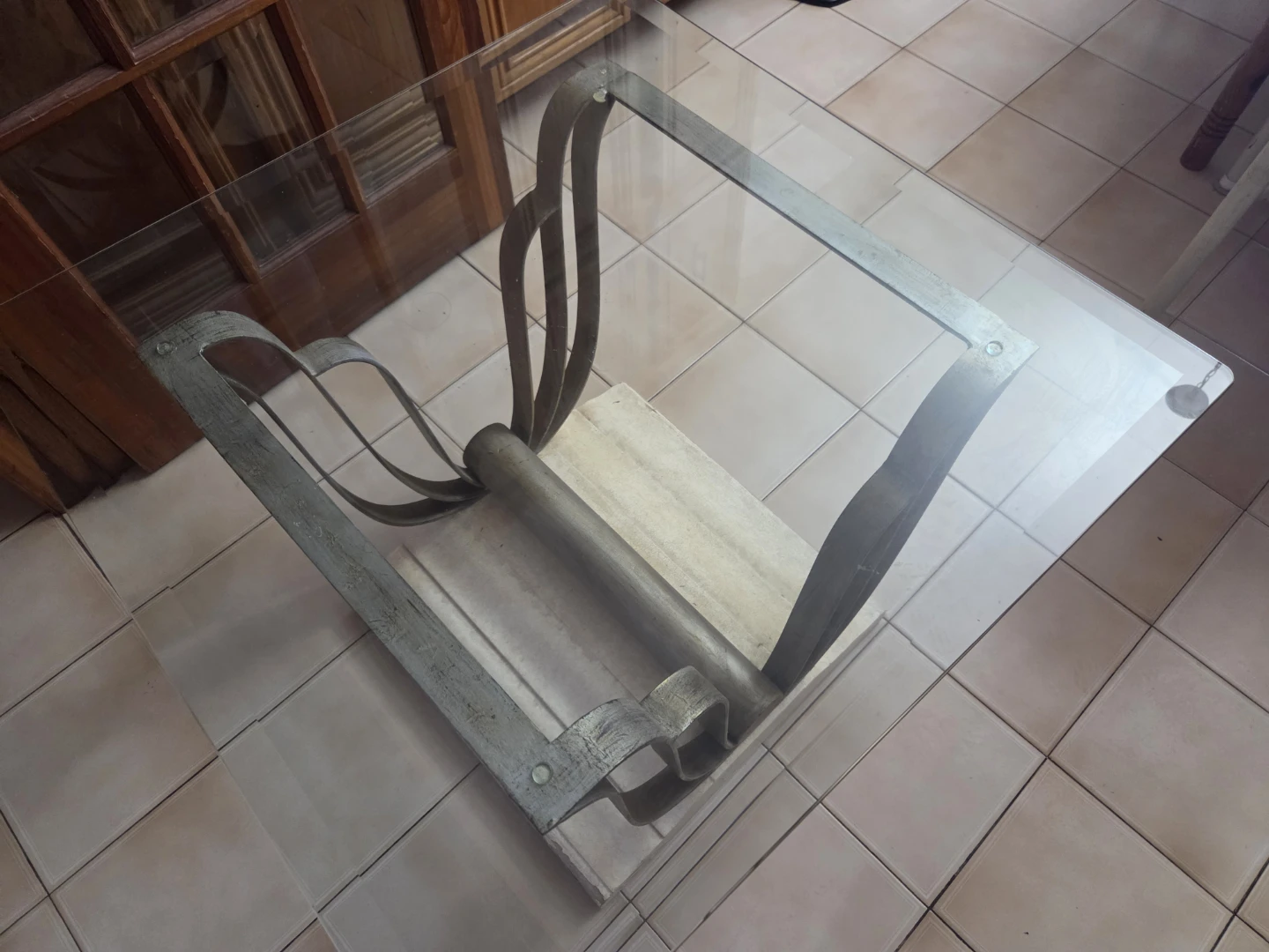Glass Top Coffee Table with Metal Base