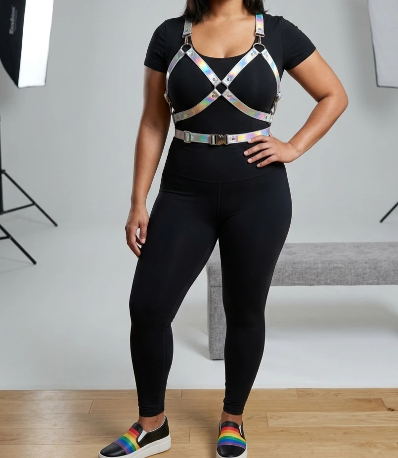 Holographic Harness Bra