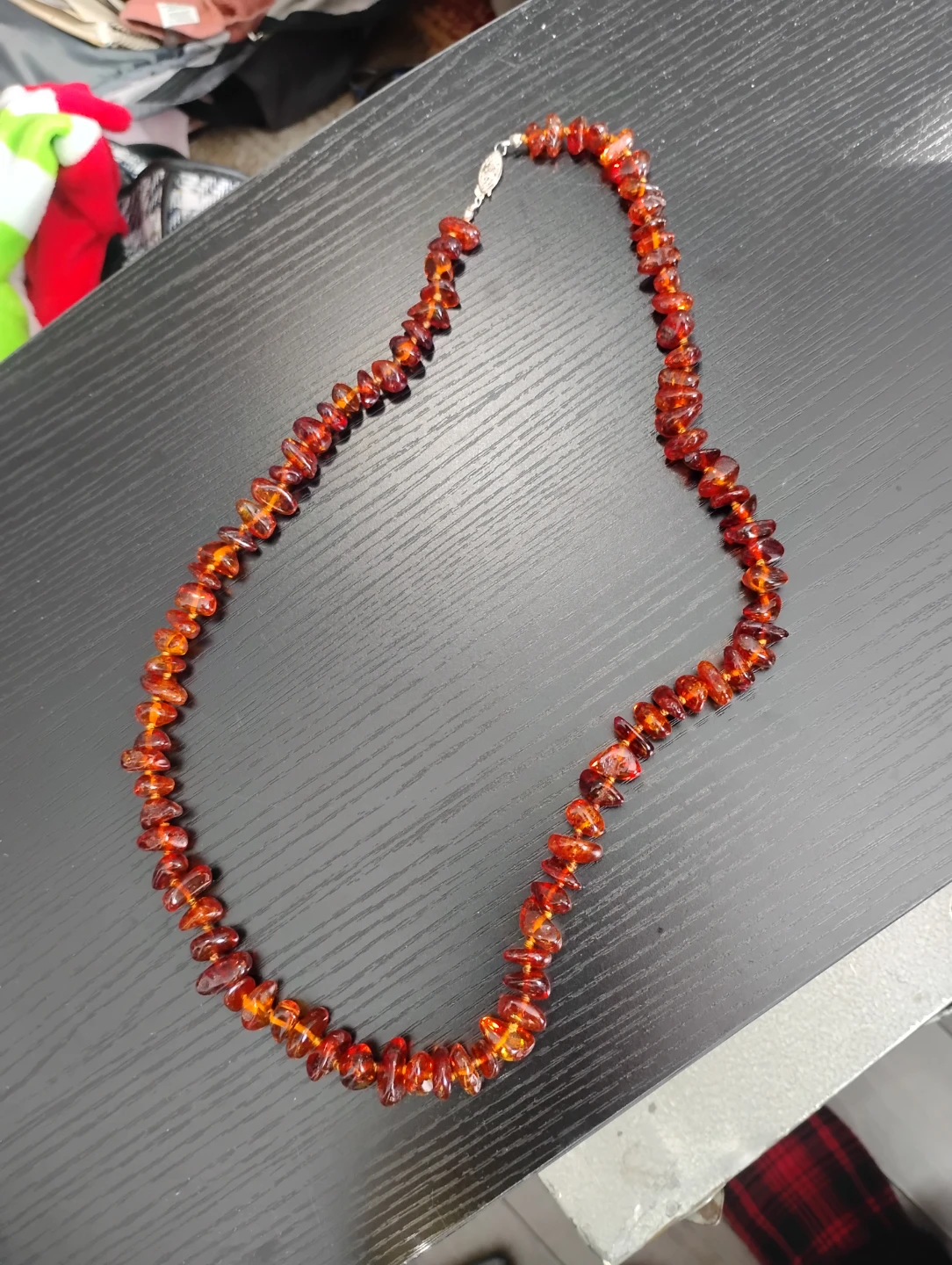 Orange Amber Chip Bead Necklace