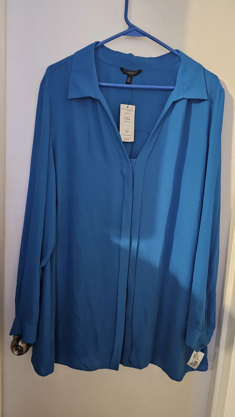 Conrad C Collection Blue Blouse Size 22 - photo 2