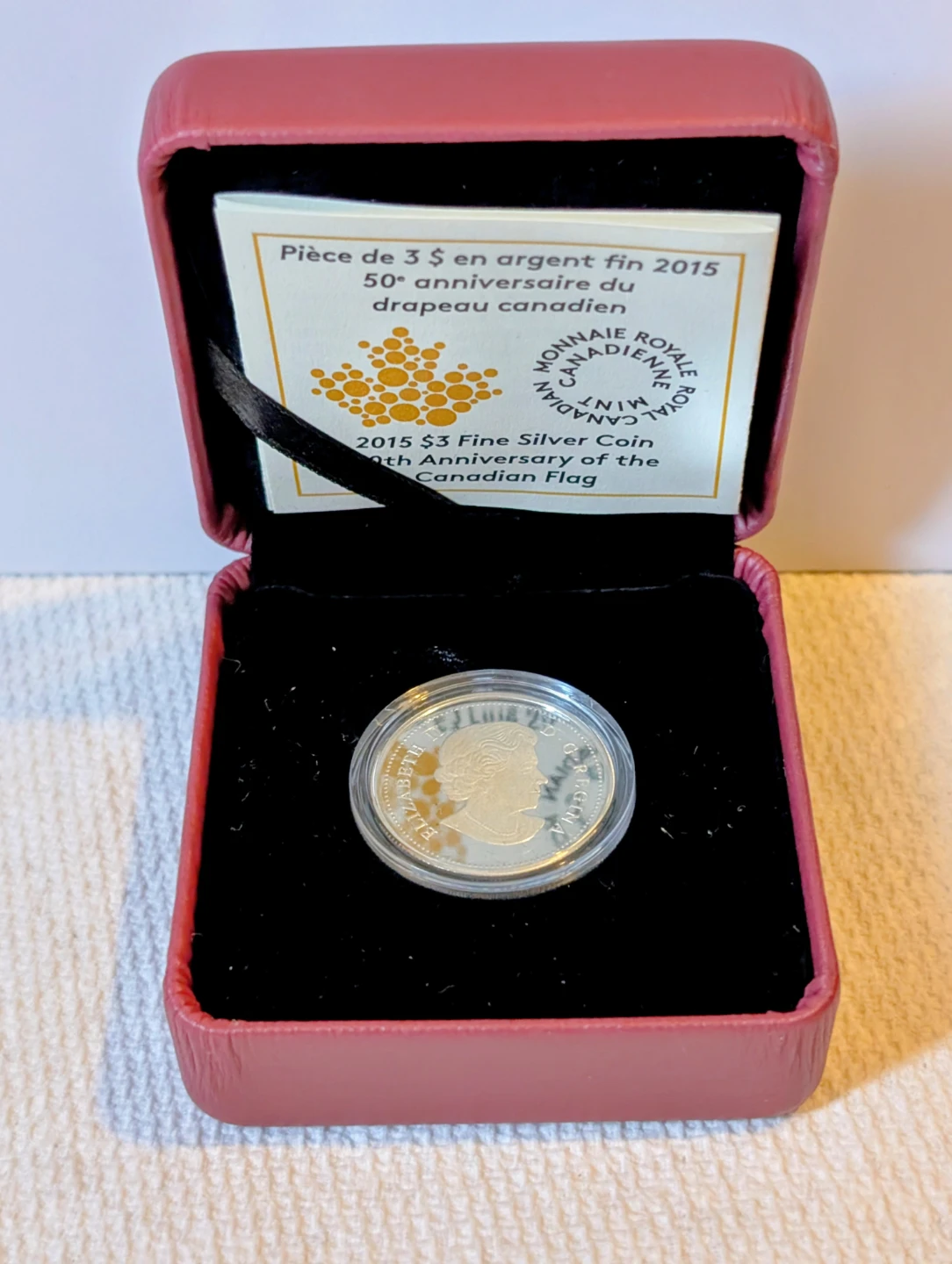 2015 Canada 3 Dollar Fine Silver Coin - 50th Anniversary Flag