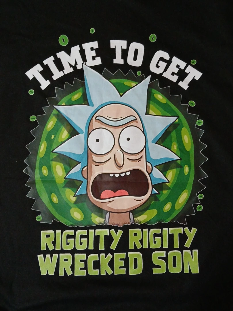 Rick and Morty "Time to Get Riggedy Wrecked Son T-Shirt -Size L