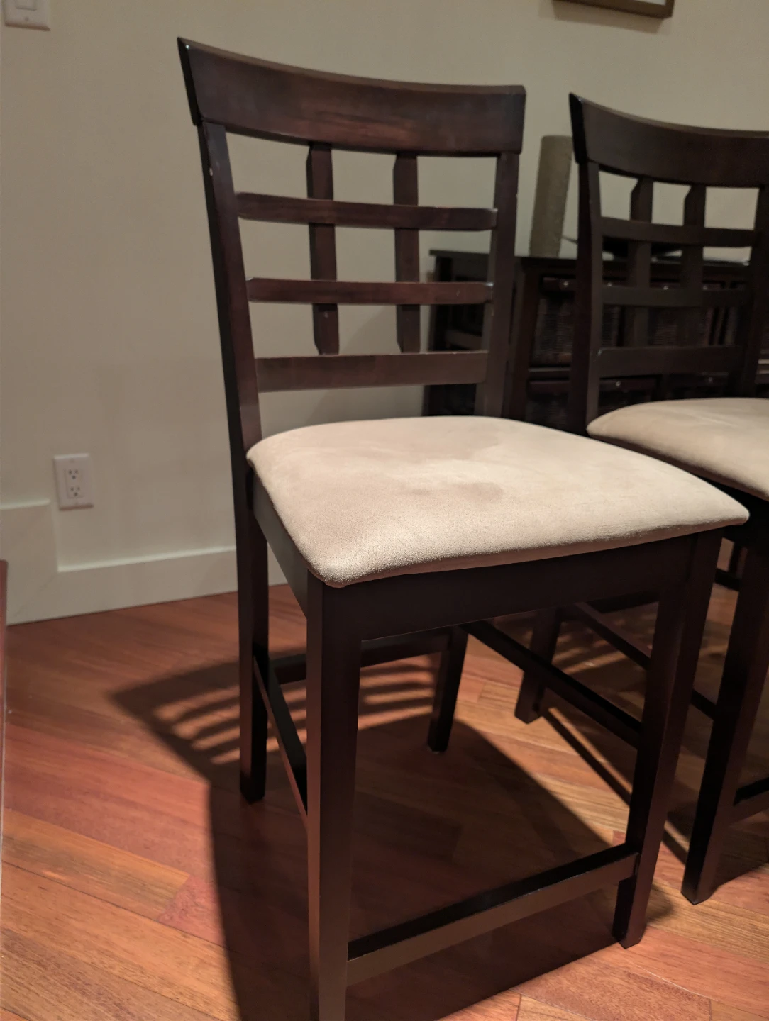 Wooden Counter Stools with Upholstered Seats (Set of 3) - photo 3