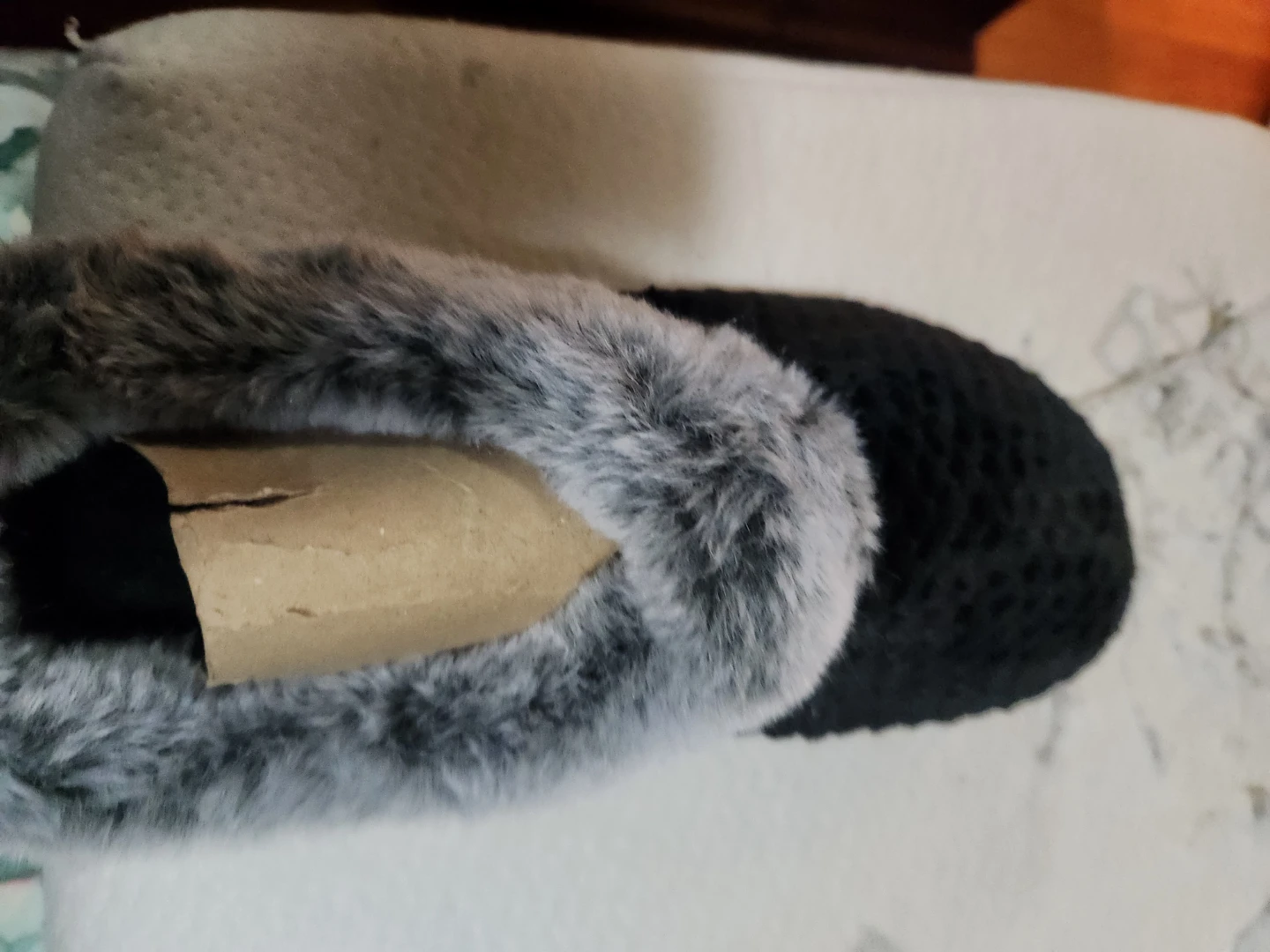 Charter Club Women's Black Faux Fur Trim Slippers - photo 5