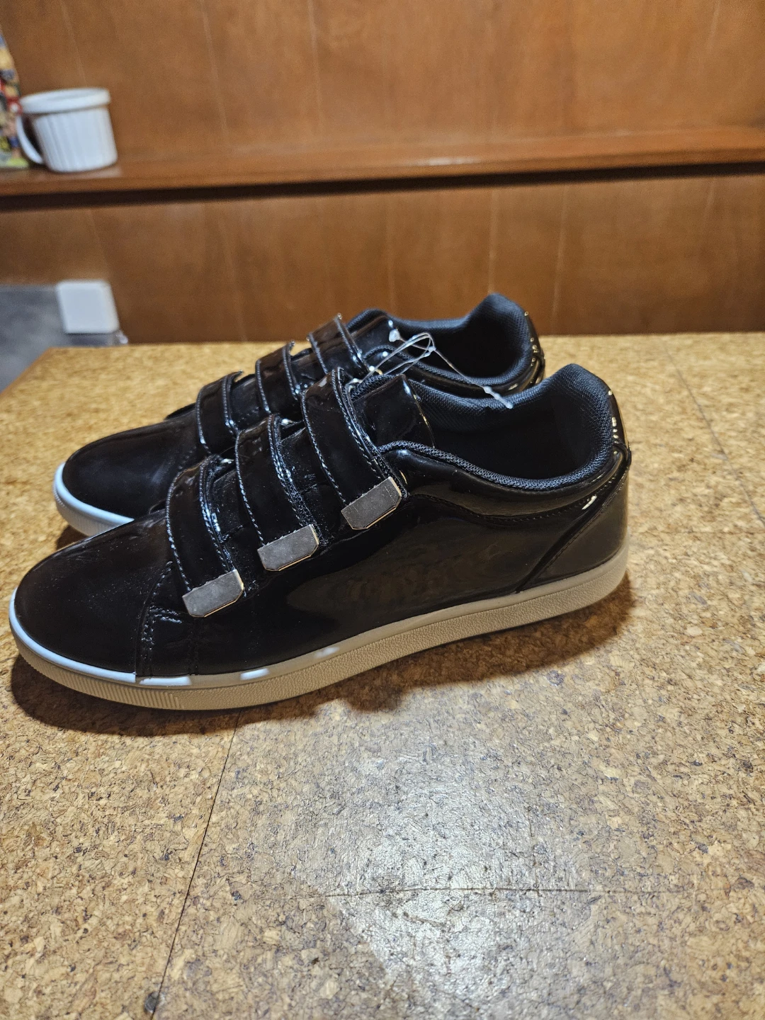 Black Patent Velcro Sneakers Size 38 - photo 2