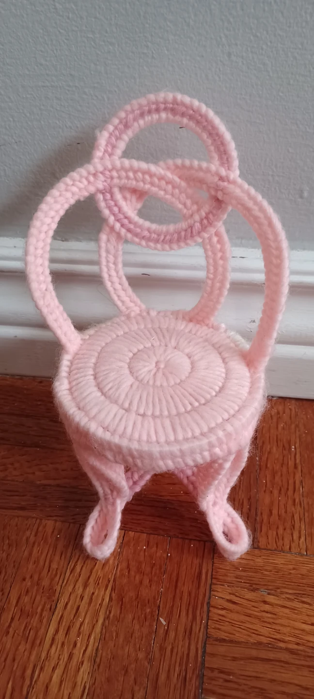 Pink Crocheted Miniature Chair - photo 5