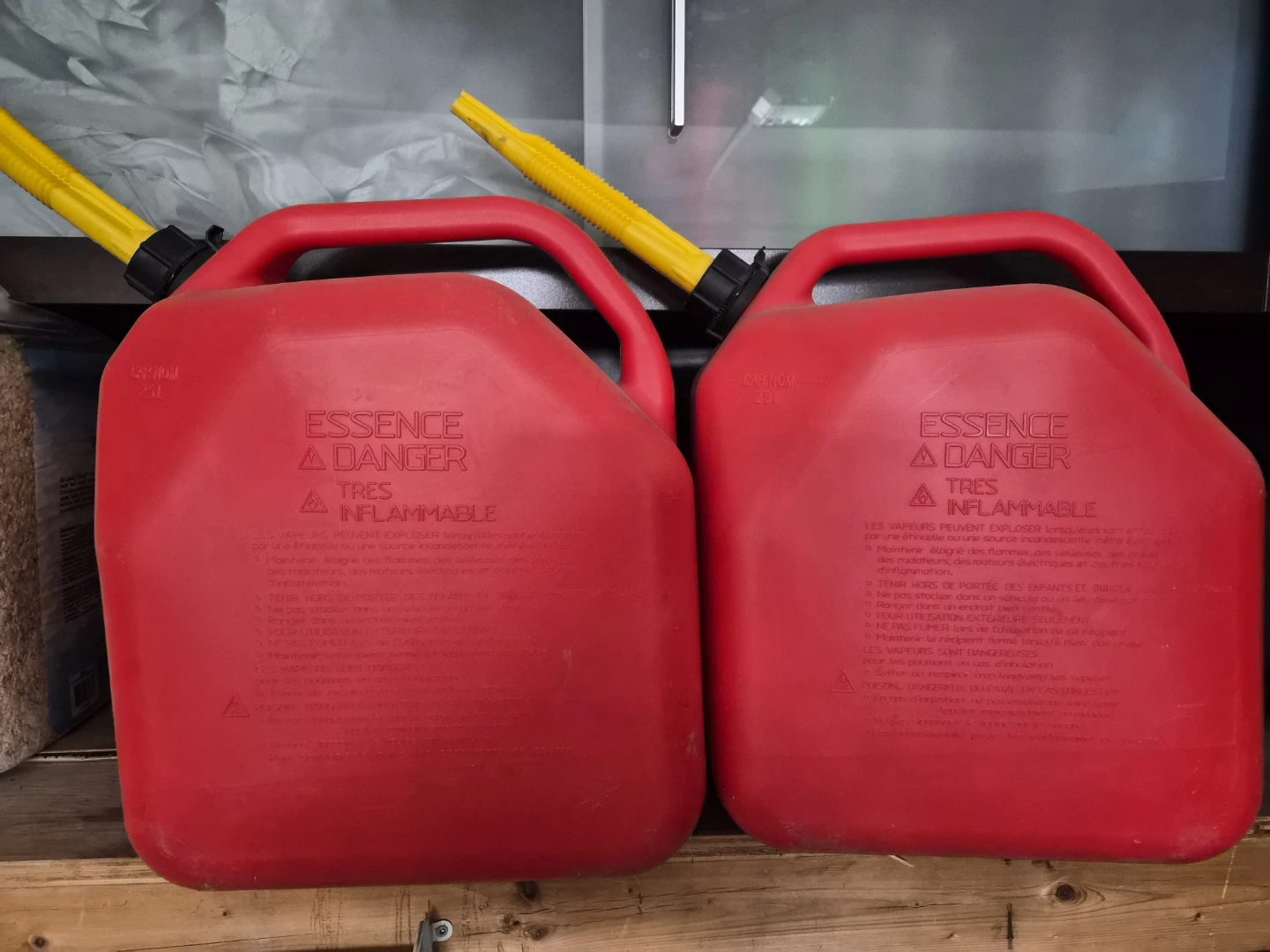 2 x Red Plastic Gas Cans - 25L