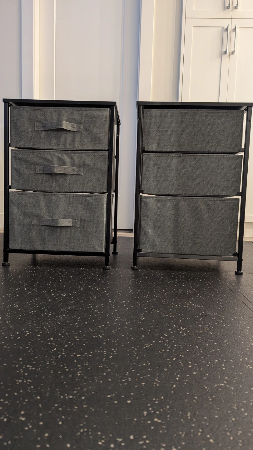3-Drawer Storage Unit - Grey Fabric Drawers