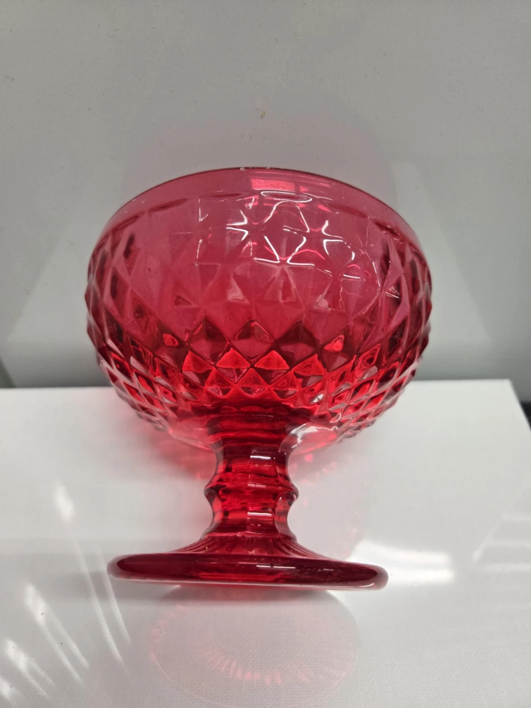 Vintage Red Glass Footed Dessert Bowl - photo 2