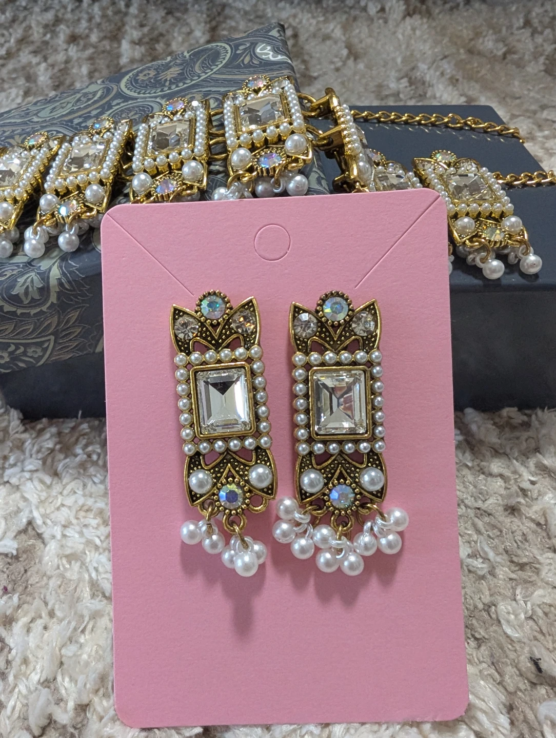 NUSH Gold Tone Necklace and Earring Set with Box - photo 2