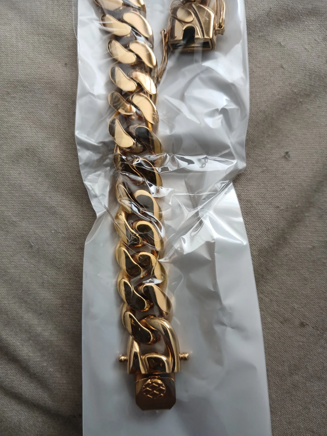 18K Gold Plated Stainless Steel x5 Golden Cuban Link Bracelet - photo 3