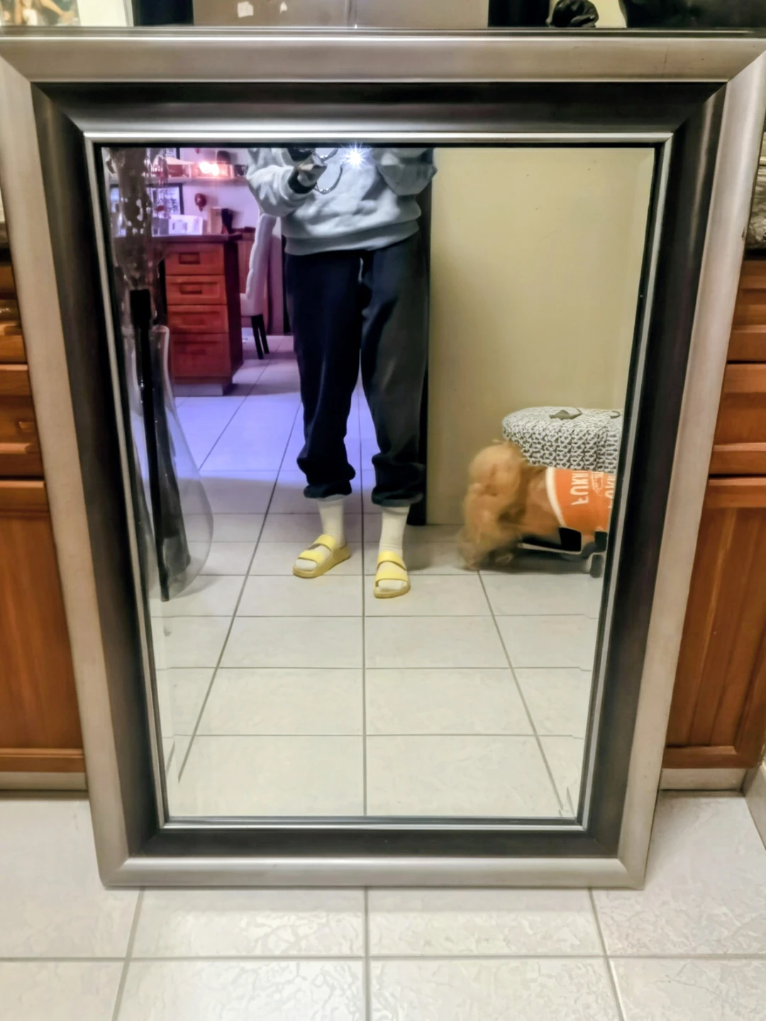 Large Decorative Mirror with Silver Frame